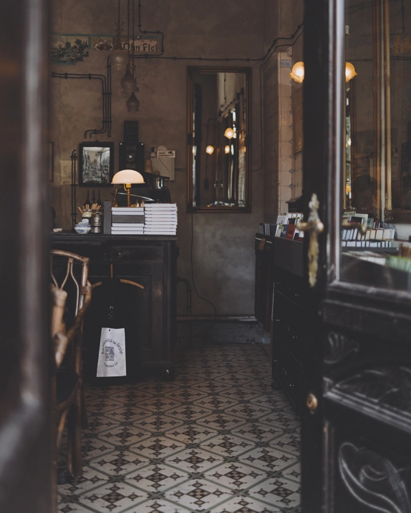 Authentic coffee house entrance