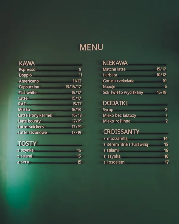 The menu