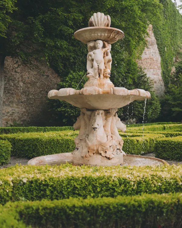 the fountain on the terrace