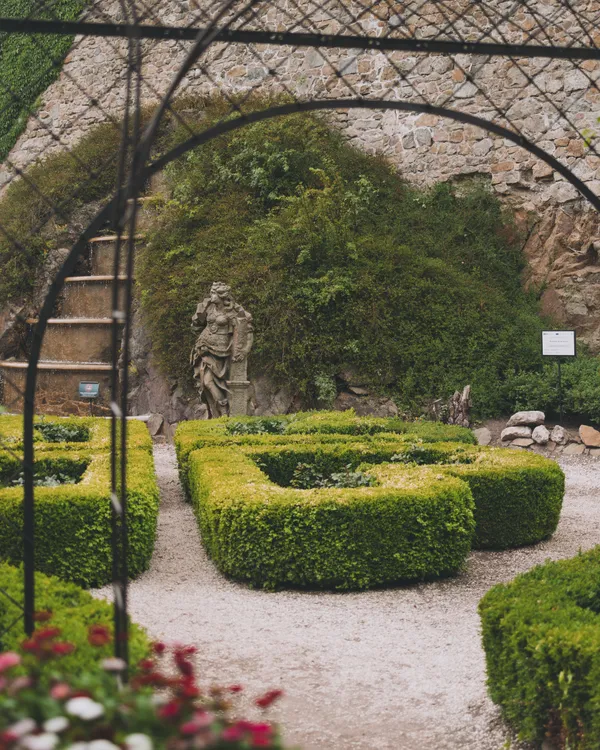 the terrace with sculptures